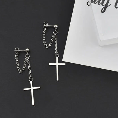 1pair Unisex Stainless Steel Crosses Earrings for Women Gothic Rock Style Jewelry Gift