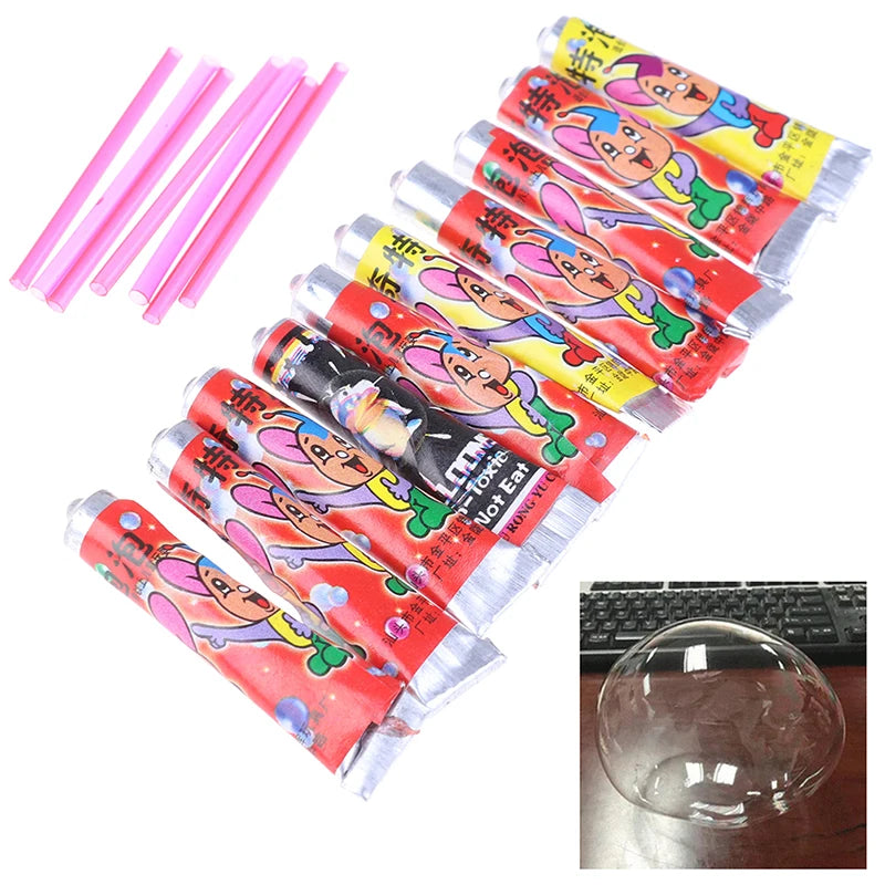 10pcs/set Bubble Glue Paste Colorful Plastic Bubble Blowing Toy Kid Interactive Bubble Toys For Outdoor Play Set Party Supplies