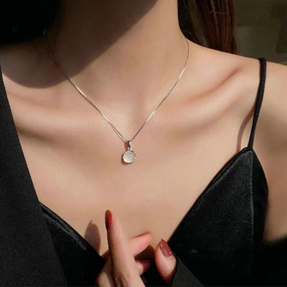 Korean Fashion Elegant Shiny Zircon Star Pendant Necklace Sweet Cute Girls Bow Knot Round Crystal Clavicle Chain Women Jewelry