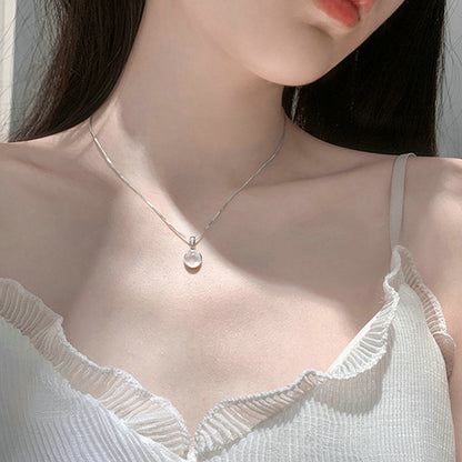 Korean Fashion Elegant Shiny Zircon Star Pendant Necklace Sweet Cute Girls Bow Knot Round Crystal Clavicle Chain Women Jewelry