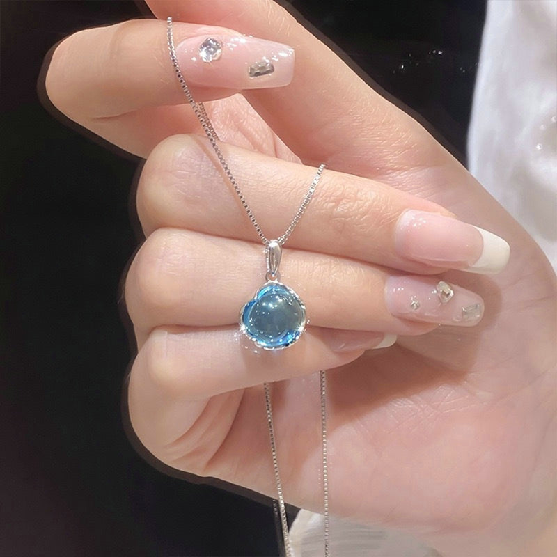 Korean Fashion Elegant Shiny Zircon Star Pendant Necklace Sweet Cute Girls Bow Knot Round Crystal Clavicle Chain Women Jewelry