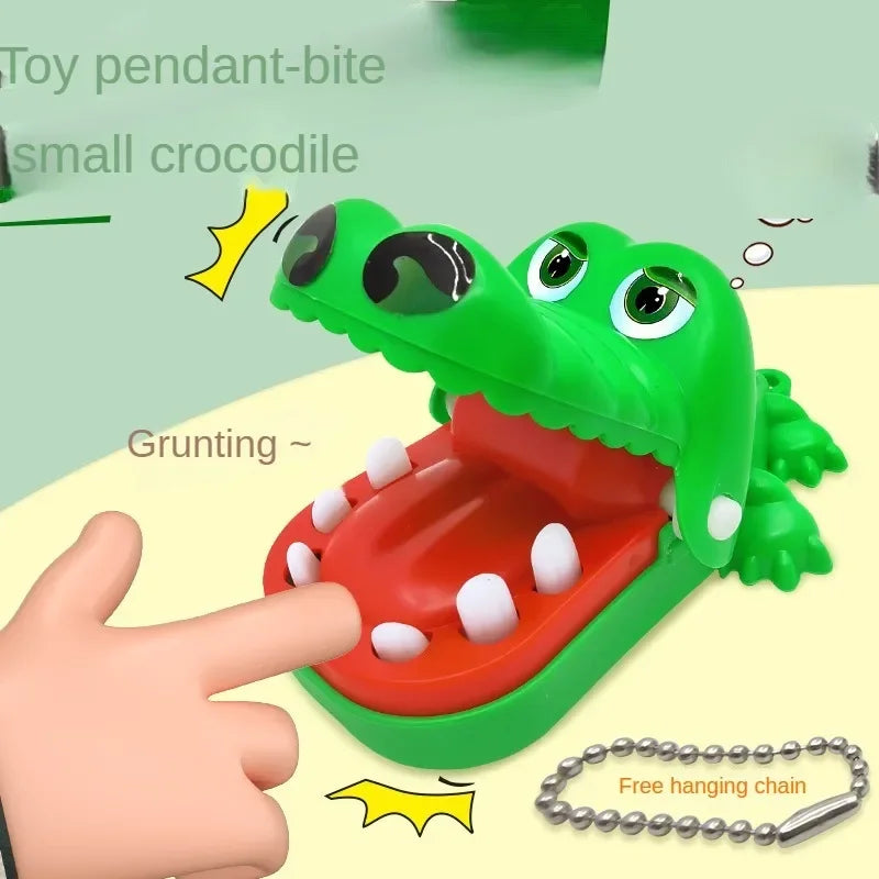 1 Pc Crocodile Teeth Dentist Game ABS Crocodile Biting Finger Game Family Tabletop Party Toy Funny Toy with Keychain for Kids