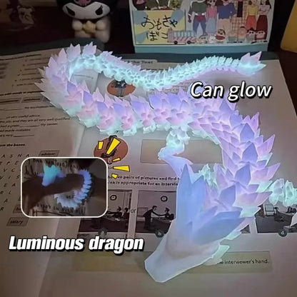 Luminous Toy 3D Printed Dragon Glow in the Dark Flying Dragon Rotatable Articulated Wing Dragons Home Office Ornaments Kids Gift