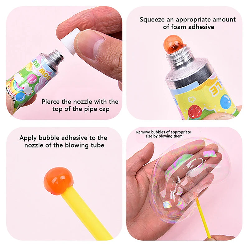 4PCS Classic Props Magic Bubble Glue Toy Blowing Colorful Bubble Ball Plastic Balloon Won't Burst Safe For Kids Boys Girls Gift