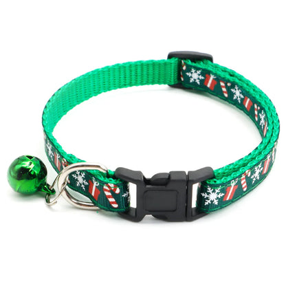 Pet Collar with Bell Adjustable Buckle Cats Dogs Collar Christmas Personalized Kitten Puppy Hamesses Small Animal Accessories