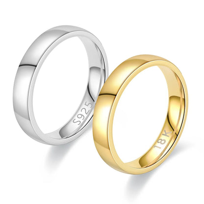 18K Gold-Plated Stainless Steel Ring Silver Color Anillos Mujer Couple Wedding Ring Bague Femme Acier Inoxydable Bague 4mm