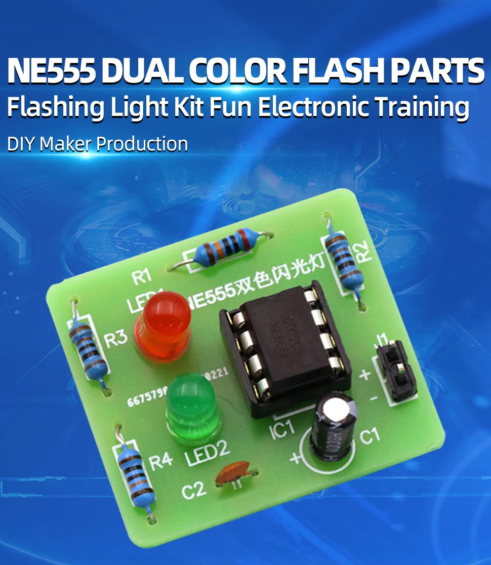 NE555 Two-Color Flash Parts Flashing Light Kit Fun Electronic Training Welding Diy Maker Production