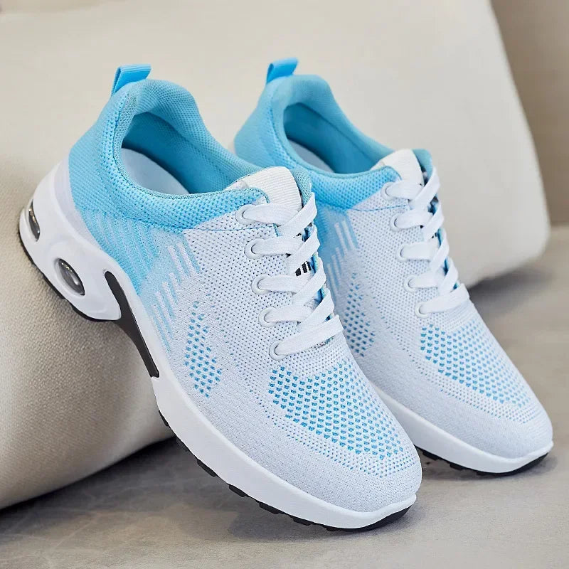 New Running Shoes Ladies Breathable Sneakers Summer Light Mesh Air Cushion Women's Sports Shoes Outdoor Lace Up Training Shoes