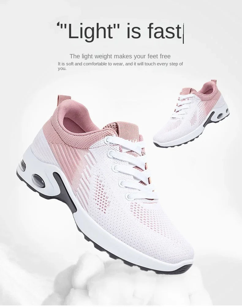 New Running Shoes Ladies Breathable Sneakers Summer Light Mesh Air Cushion Women's Sports Shoes Outdoor Lace Up Training Shoes