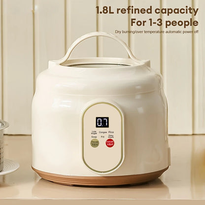 1.8L Electric Rice Cooker Portable MultiCooker Household Rice Pot Non-Stick Smart Low Sugar Cooking Machine for Kitchen and Home