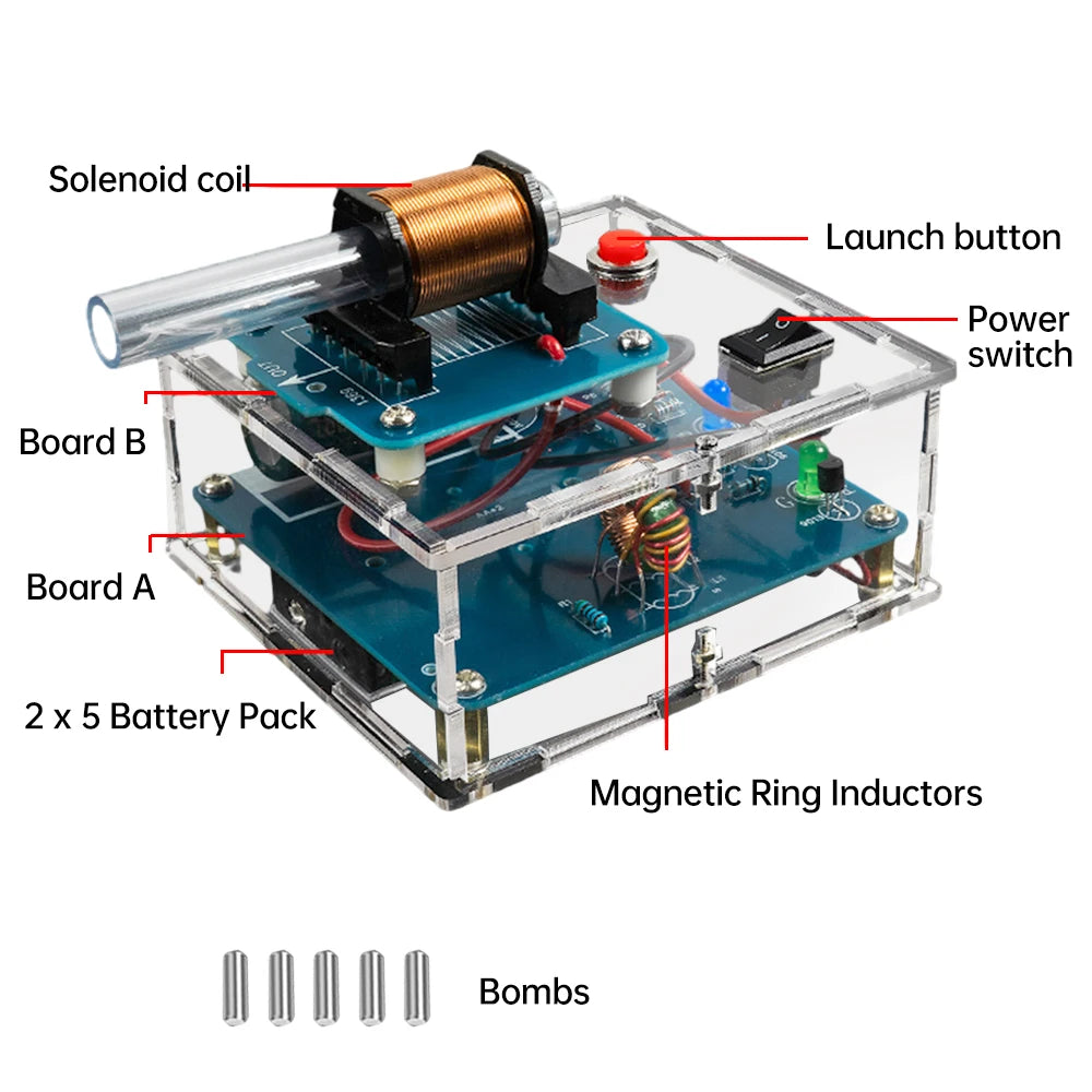 Electric Magnetic Transmitter DIY Electronics Kit Shooting Game Mini Voltage Converter Module Soldering Projects for STEM Learn