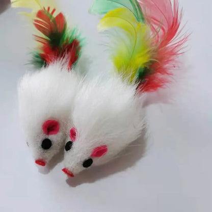 1pcs Cat Toys Interactive Cute Soft Fleece False Mouse Colorful Feather Funny Playing Training Toy for Cats Kitten Pet Supplies