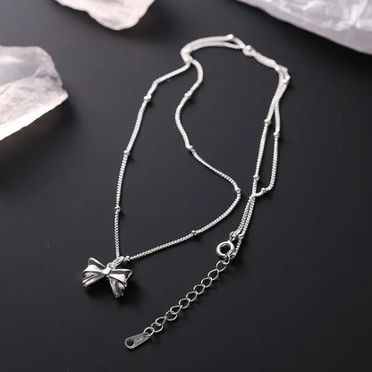 Korean Fashion Shiny Butterfly Necklace Exquisite Silver Chain Necklace Ladies Wedding Party Jewelry Gift Female Wholesale