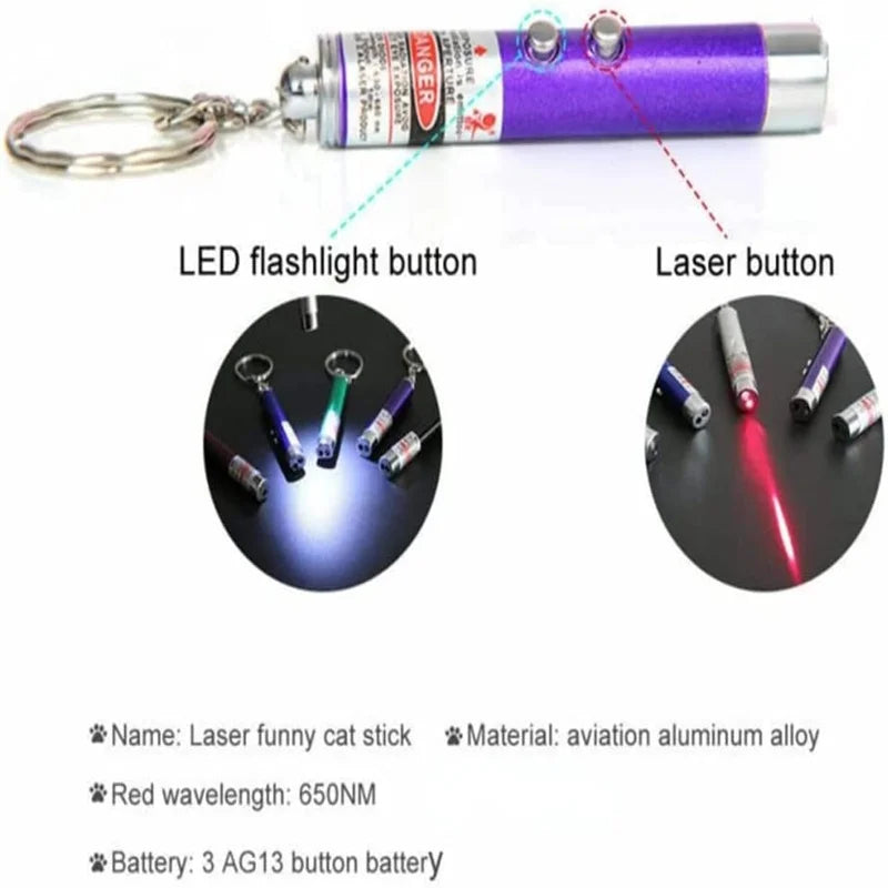 Mini Cat Dog Fun 4mW Pointer Red Light Laser LED Training Torch Pet Toys Pen 2-In-1 Cat Pet Toy Red Laser Light LED Pointer