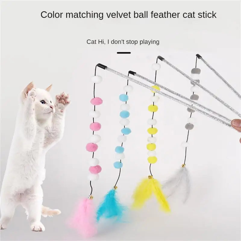 Funny Kitten Cat Teaser Interactive Toy Rod With Bell And Toys For Cats Teaser Interactive Toy Rod Pet Cats Toys Stick