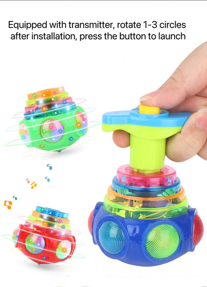 1 PCs Random Color Luminous Music Rotating Gyroscope Outdoor Toys Colorful Lights Luminous Toys Notes