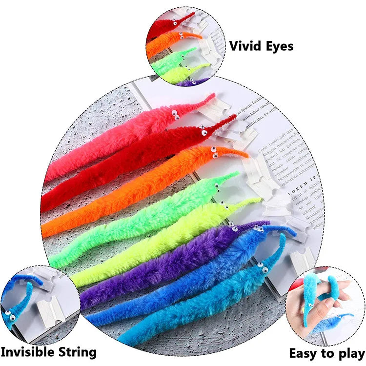 New Funny Worm Magic Props Toys for Children Kids Beginners Wiggly Invisible String Worm Party Games Trick Toys Worm on A String