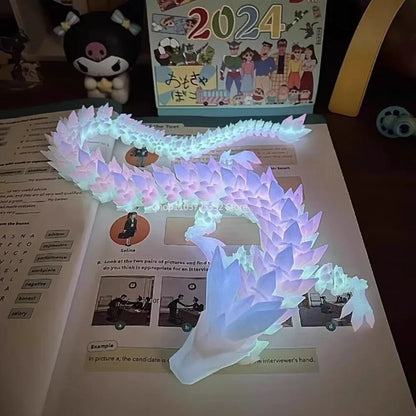 Luminous Toy 3D Printed Dragon Glow in the Dark Flying Dragon Rotatable Articulated Wing Dragons Home Office Ornaments Kids Gift