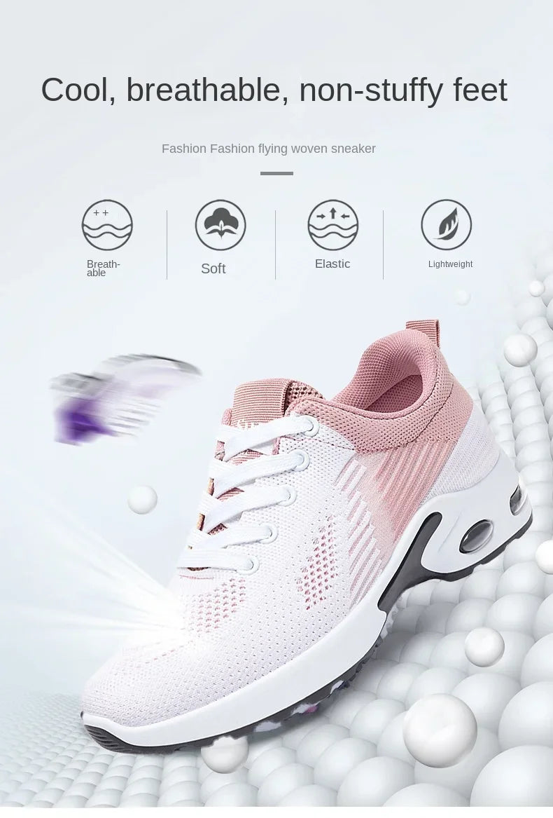 New Running Shoes Ladies Breathable Sneakers Summer Light Mesh Air Cushion Women's Sports Shoes Outdoor Lace Up Training Shoes