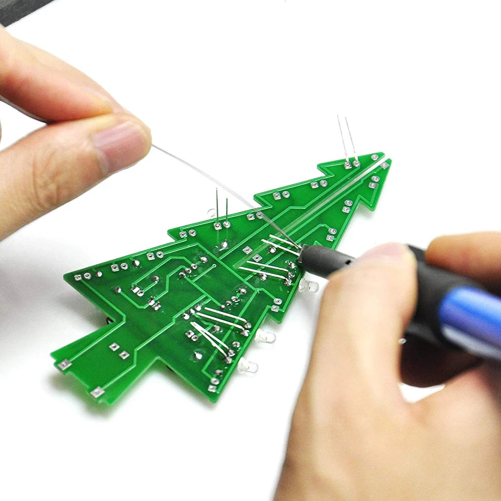 3D xmas Tree Soldering Practice Electronic Science Assembly Kit 3 Color/7 Color NoFlashing LED PCB DIY Electronics Kits