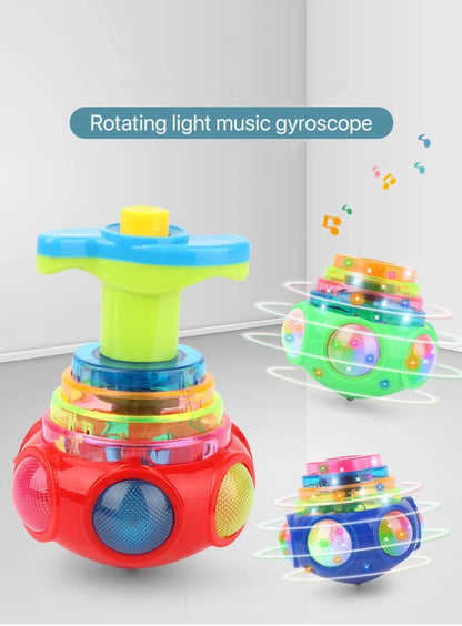 1 PCs Random Color Luminous Music Rotating Gyroscope Outdoor Toys Colorful Lights Luminous Toys Notes