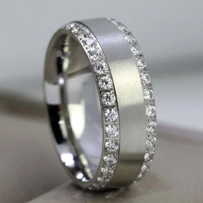 Sweet romantic couple men stainless steel ladies wedding ring set valentine's day jewelry