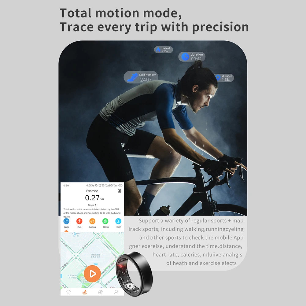 SR05 Smart Ring Health Monitor Waterproof Bluetooth5.1 Heart Rate Blood Oxygen Stress Sleep Monitoring Smart Rings for Men Women