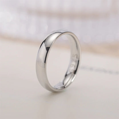 18K Gold-Plated Stainless Steel Ring Silver Color Anillos Mujer Couple Wedding Ring Bague Femme Acier Inoxydable Bague 4mm