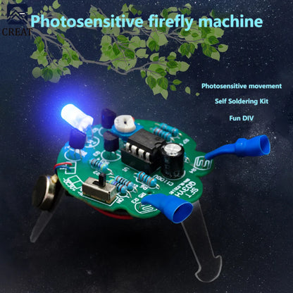 Electronic Soldering Simulated Firefly Flashing Robot DIY Kit LED Breathing Light Photosensitive Sensor Mobile Robot Part