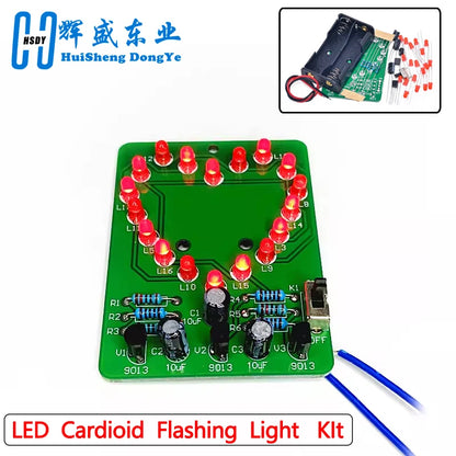 LED heart-shaped water flashing lamp kit DIY bulk electronic teaching training welding maker production and assembly