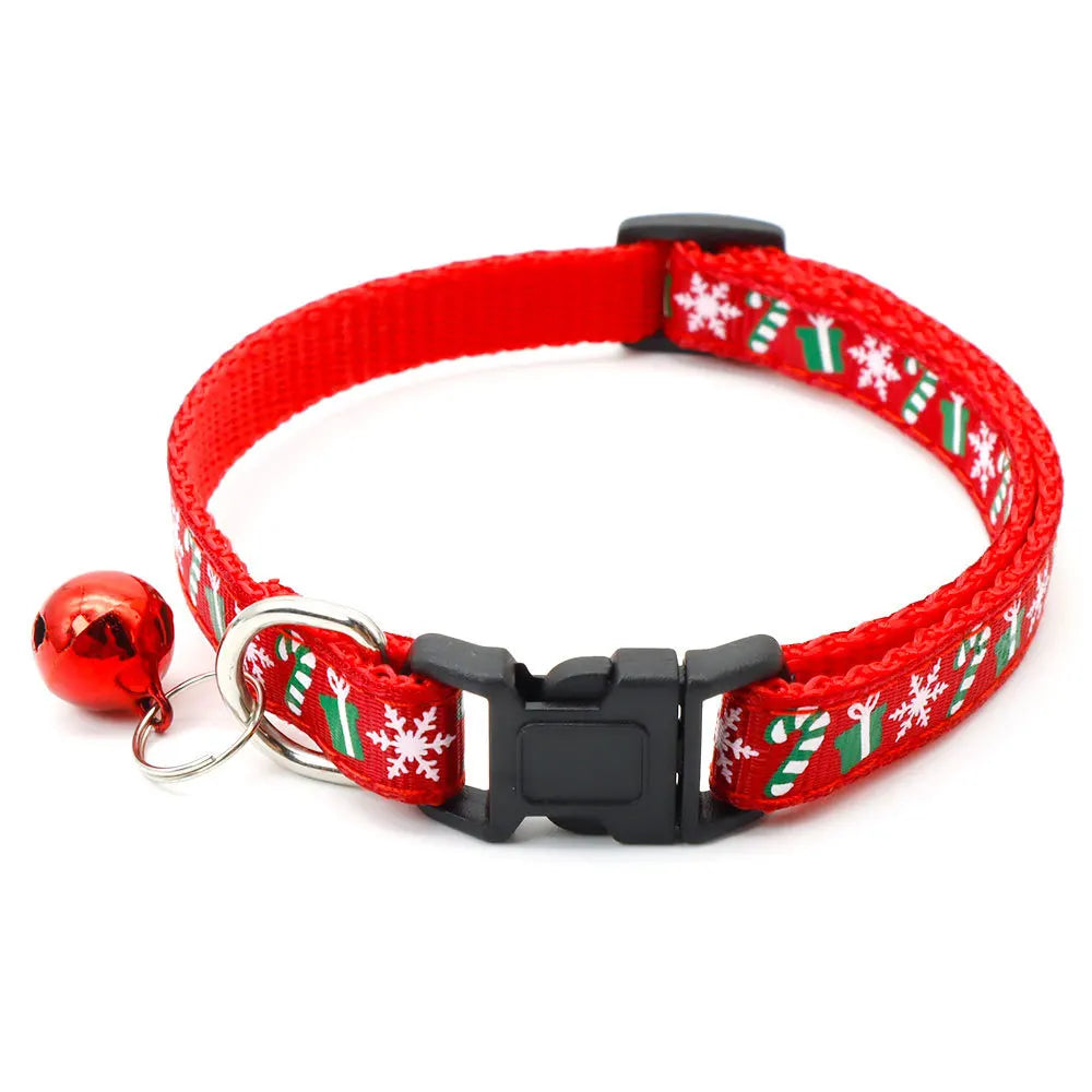 Pet Collar with Bell Adjustable Buckle Cats Dogs Collar Christmas Personalized Kitten Puppy Hamesses Small Animal Accessories