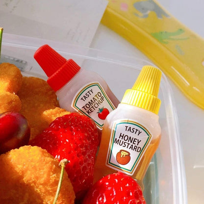 Mini Condiment Squeeze Bottle box Salad Dressing Ketchup Squeeze Jar Container Plastic Portable Lunch Box