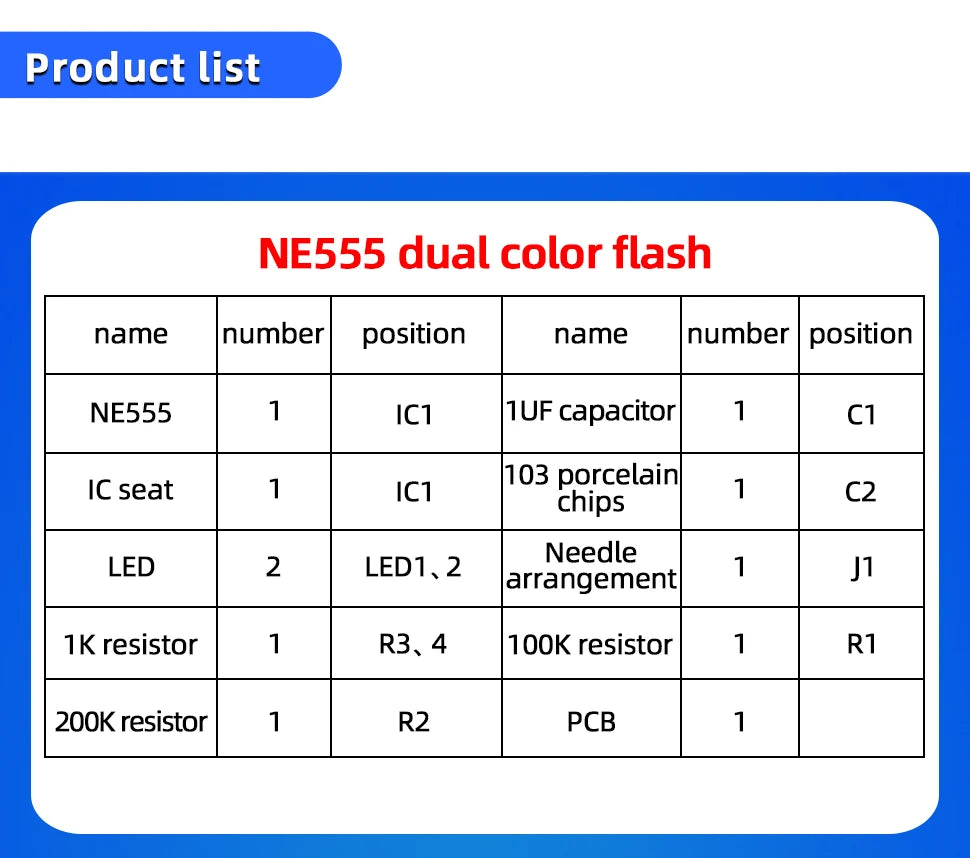 NE555 Two-Color Flash Parts Flashing Light Kit Fun Electronic Training Welding Diy Maker Production