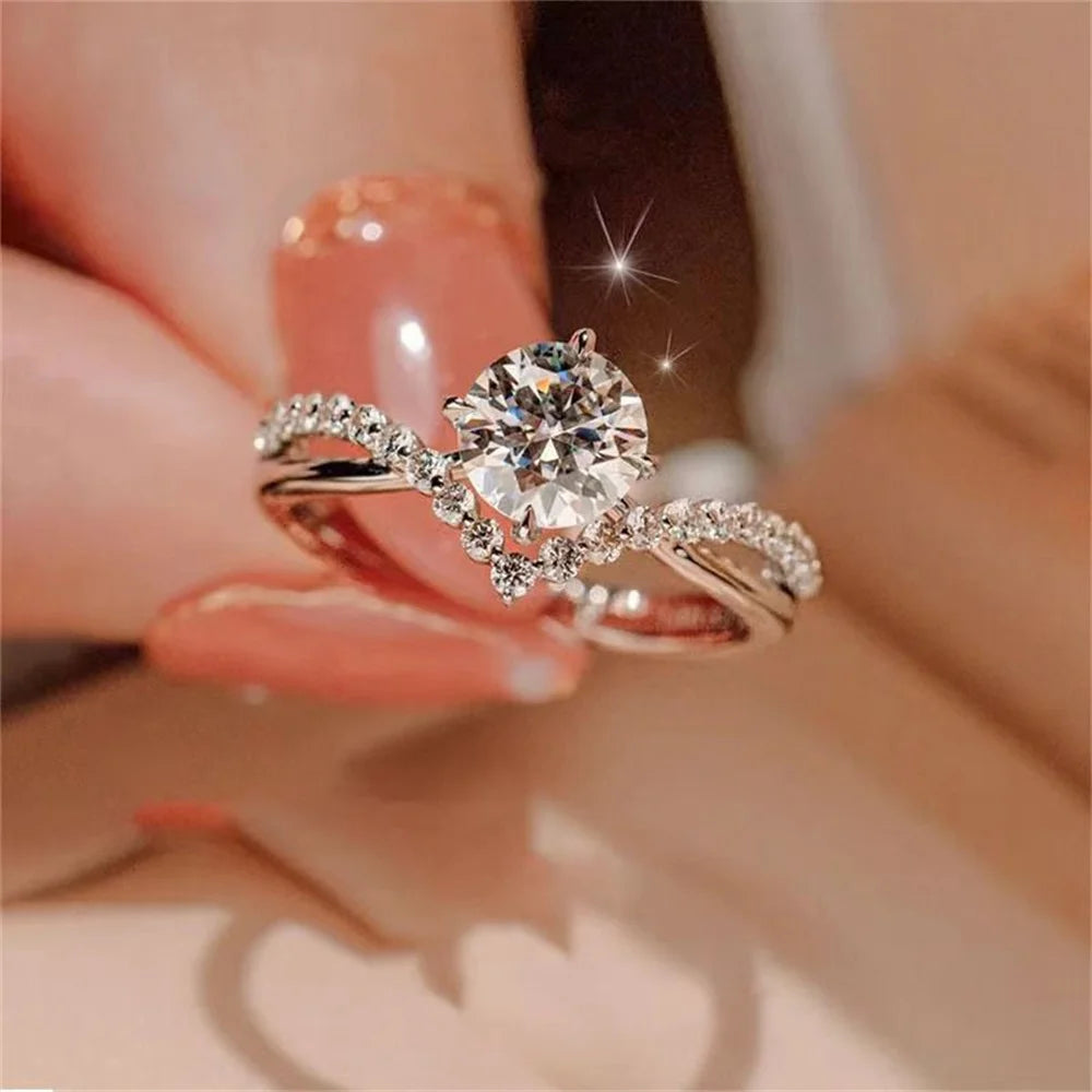 Trendy Luxury Zircon Couple Rings For Women Men Opening Adjustable Wedding Anniversary Delicate Jewelry Gifts