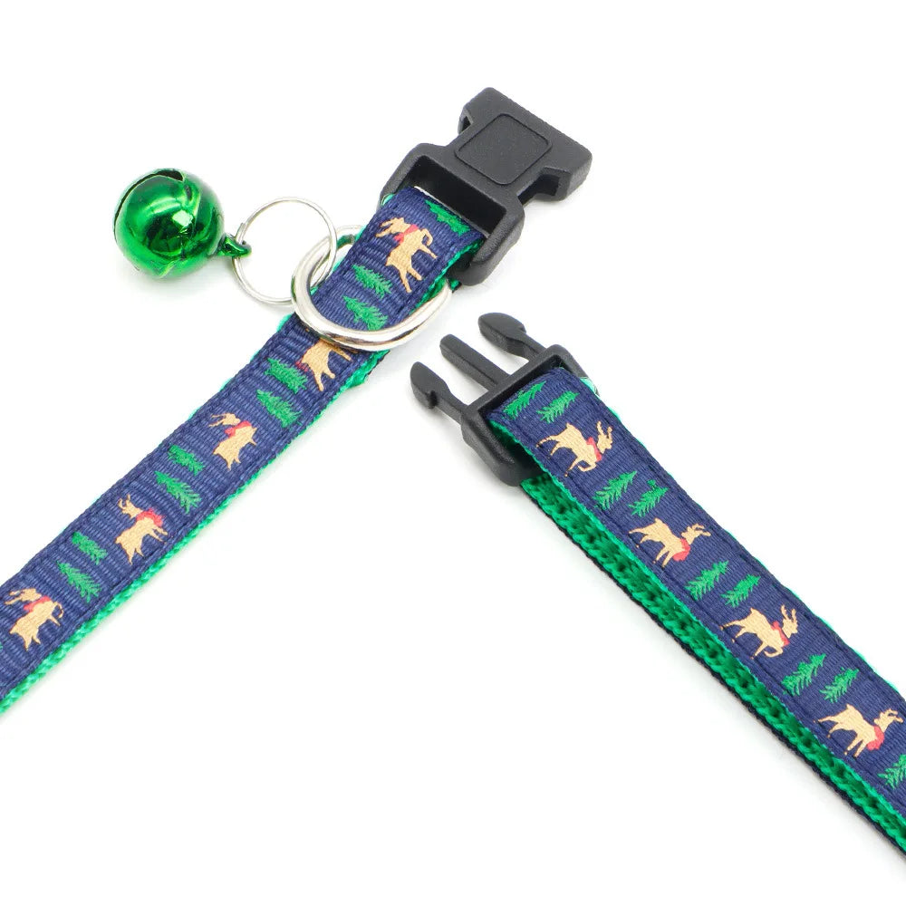 Pet Collar with Bell Adjustable Buckle Cats Dogs Collar Christmas Personalized Kitten Puppy Hamesses Small Animal Accessories