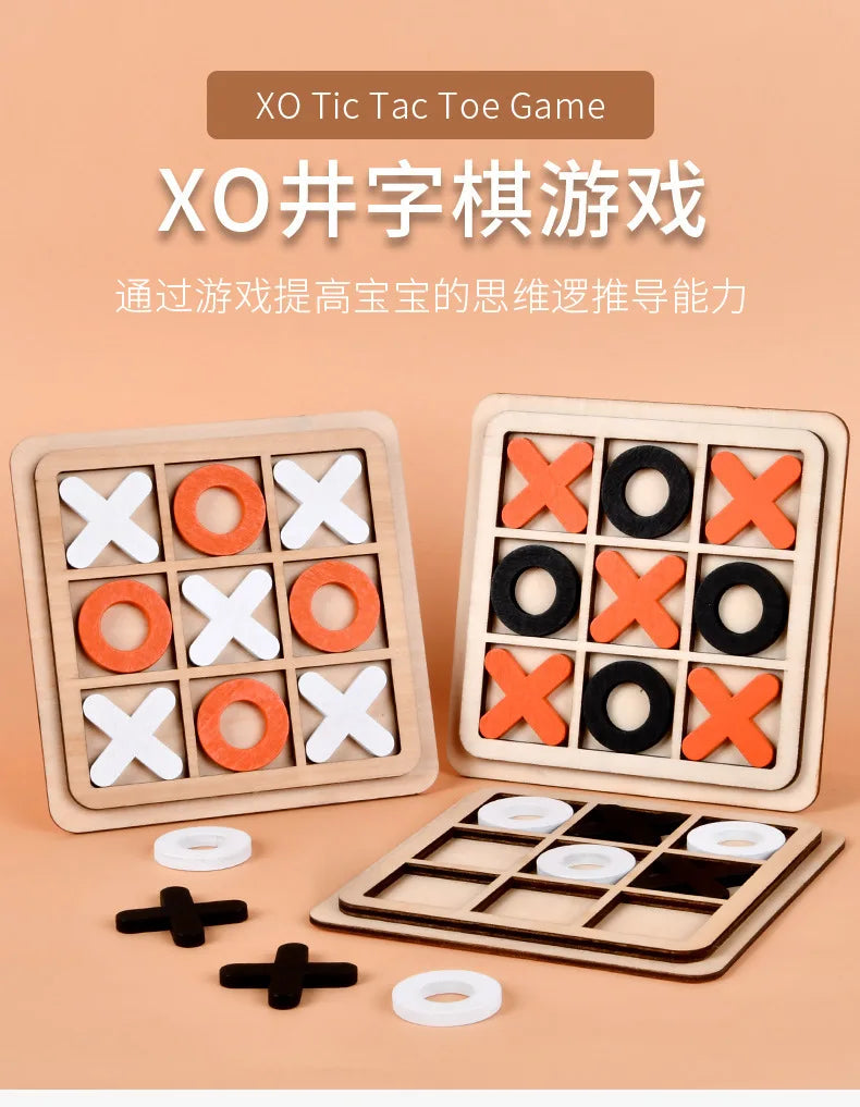 Children's Logical Thinking Mental Board Game Parent-child Early Education XO Chess Puzzle Toddler Toys Wooden