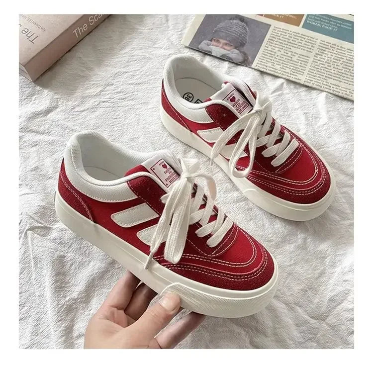 Thick-soled canvas shoes for women 2024 spring and autumn new niche original retro all-match sneakers Hong Kong style