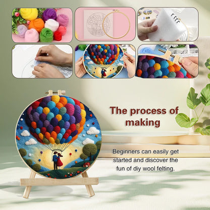 Painting Needle Felting Kits Beginners Creative DIY Wool Needle Felting Starter Kit Craft Painting Scenery Home Decoration