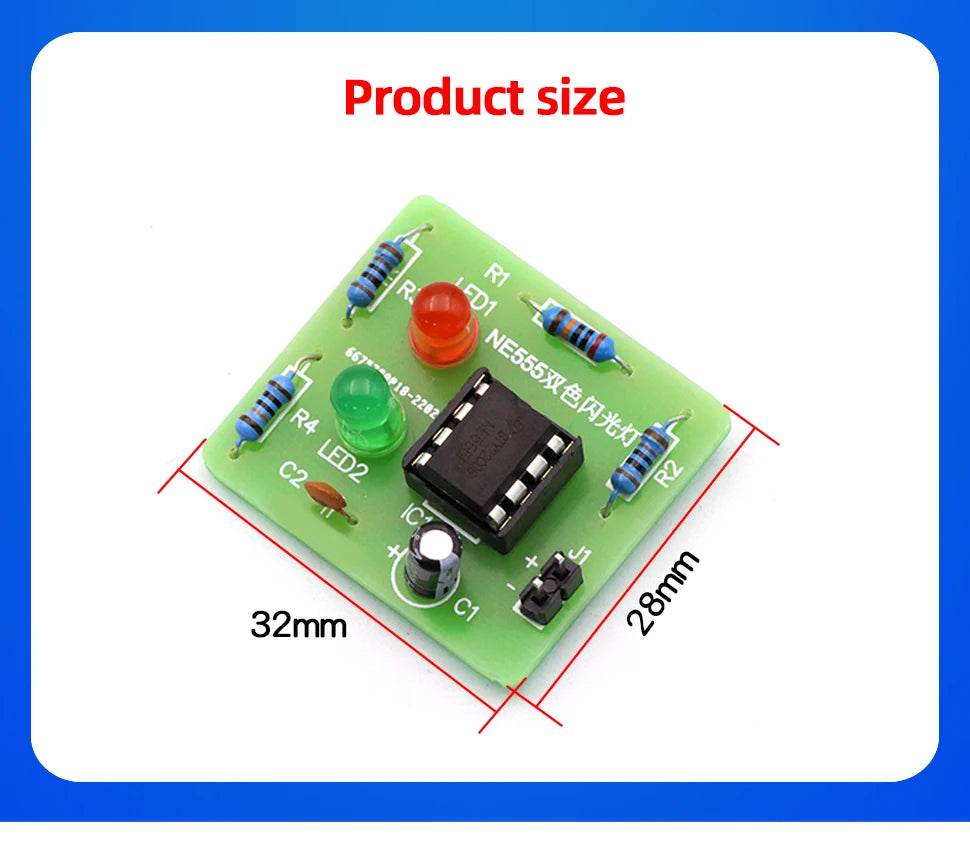 NE555 Two-Color Flash Parts Flashing Light Kit Fun Electronic Training Welding Diy Maker Production