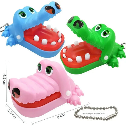 1 Pc Crocodile Teeth Dentist Game ABS Crocodile Biting Finger Game Family Tabletop Party Toy Funny Toy with Keychain for Kids