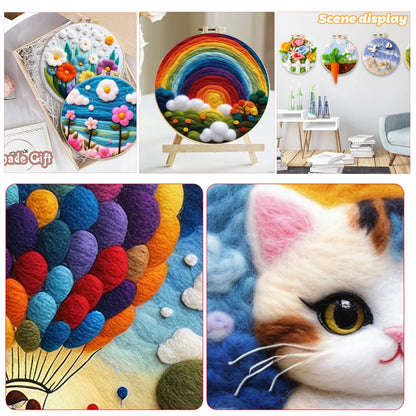 Painting Needle Felting Kits Beginners Creative DIY Wool Needle Felting Starter Kit Craft Painting Scenery Home Decoration