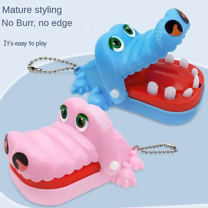 1 Pc Crocodile Teeth Dentist Game ABS Crocodile Biting Finger Game Family Tabletop Party Toy Funny Toy with Keychain for Kids