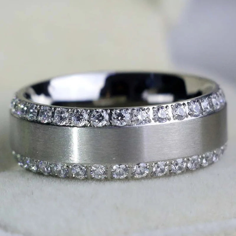 Sweet romantic couple men stainless steel ladies wedding ring set valentine's day jewelry