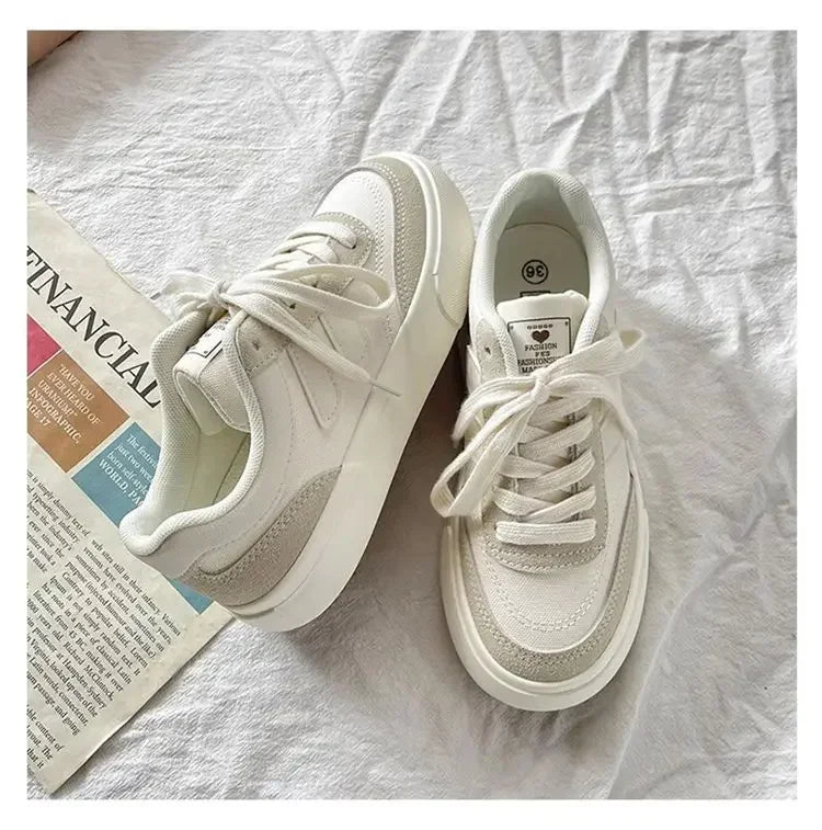 Thick-soled canvas shoes for women 2024 spring and autumn new niche original retro all-match sneakers Hong Kong style