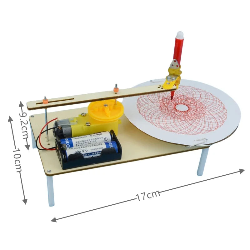 DIY Children's Creative Assembly Wooden Electric Drawing Kit Model Automatic Drawing Robot Science Physics Experiment Toy Gift