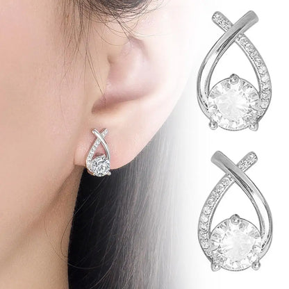 New Vintage Cross Stud Earrings For Women Girls Korean Style Elegant Crystal Jewelry Ear Rings Fishtail Lady Earrings Gift