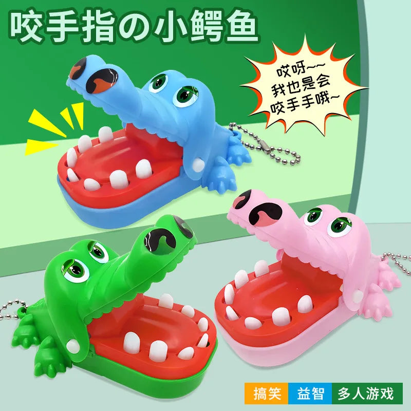 1 Pc Crocodile Teeth Dentist Game ABS Crocodile Biting Finger Game Family Tabletop Party Toy Funny Toy with Keychain for Kids