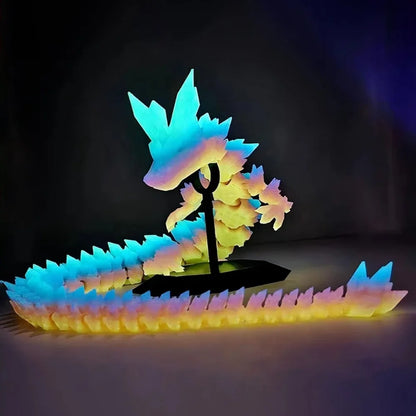 Luminous Toy 3D Printed Dragon Glow in the Dark Flying Dragon Rotatable Articulated Wing Dragons Home Office Ornaments Kids Gift