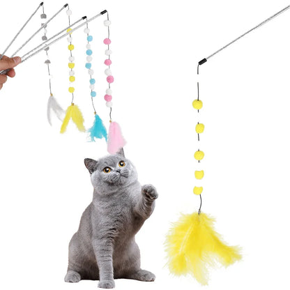 Funny Kitten Cat Teaser Interactive Toy Rod With Bell And Toys For Cats Teaser Interactive Toy Rod Pet Cats Toys Stick