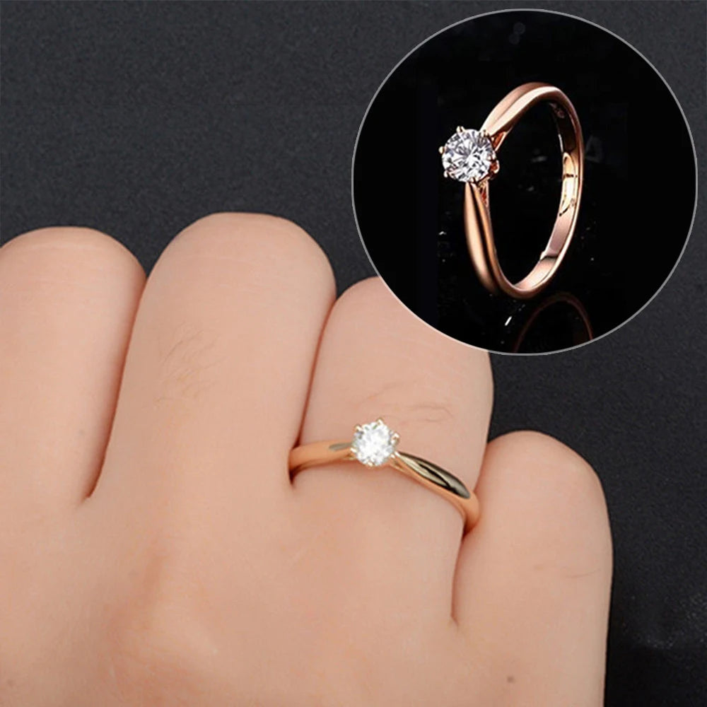 Classic Wedding Rings For Women Forever Simple Six Claws Zirconia Fashion Solitaire Engagement Marriage Gift Ring Jewelry